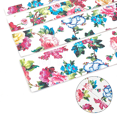 PU Leather Fabric Printing Flower Fabric AJEW-WH0034-91D-02-1