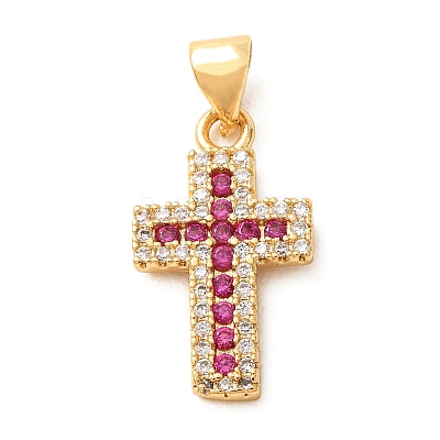 Brass Micro Pave Cubic Zirconia Pendants CU-CJC290F-01A-G-RS-1