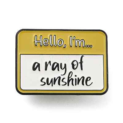 Hello I'm A Ray of Sunshine Rectangle Social Dialogue Box Enamel Pins JEWB-Z010-04B-EB-1