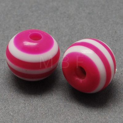 Round Striped Resin Beads RESI-R158-10mm-08-1