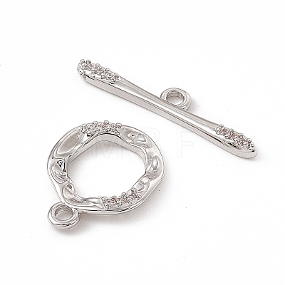 Brass Micro Pave Clear Cubic Zirconia Toggle Clasps KK-K271-17P-1