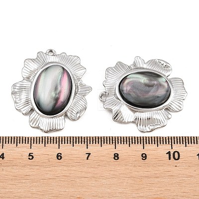 Natural Shell Oval Pendants STAS-Z202-13P-1