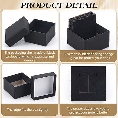 Square Paper Ring Storage Boxes LS-CON-WH0098-10-1