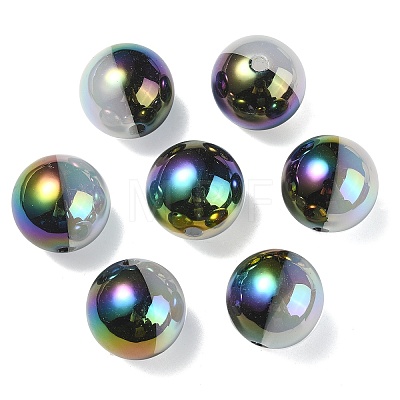 UV Plating Rainbow Iridescent Opaque Acrylic Beads OACR-C007-01G-1