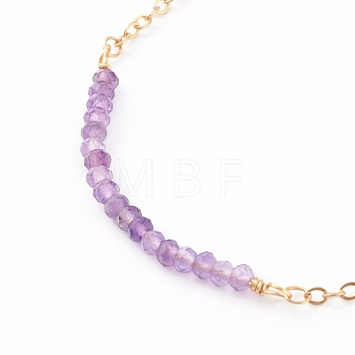 February Birthstone Natural Amethyst Beaded Bracelets BJEW-JB06092-02-1