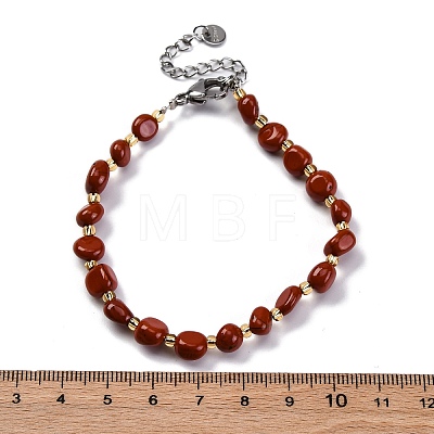 Natural Red Jasper Beaded Bracelets for Women G-P563-07P-10-1