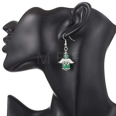 Natural & Synthetic Mixed Stone Angel Dangle Earrings EJEW-JE06715-1