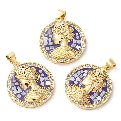 Rack Plating Brass Cubic Zirconia Pendants KK-K385-079G-1