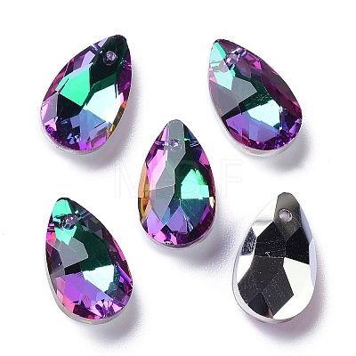 Faceted Teardrop Glass Pendants GLAA-O008-A21-1