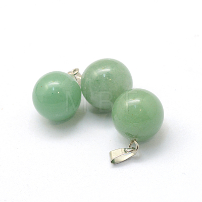 Round Natural Green Aventurine Pendants G-Q434-15-1