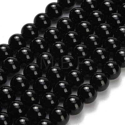 Natural Black Onyx(Dyed & Heated) Beads Strands X-G-H329-C06-8mm-1