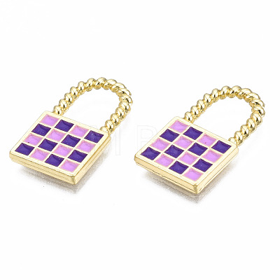 Rack Plating Alloy Checkerboard Pendants PALLOY-S132-255C-RS-1