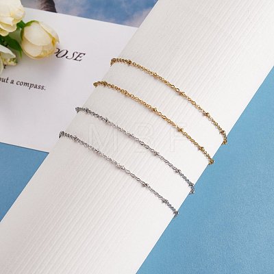 10Pcs 2 Colors 304 Stainless Steel Cable Chain & Satellite Chain Anklets Sets sgAJEW-SZ0001-70-1