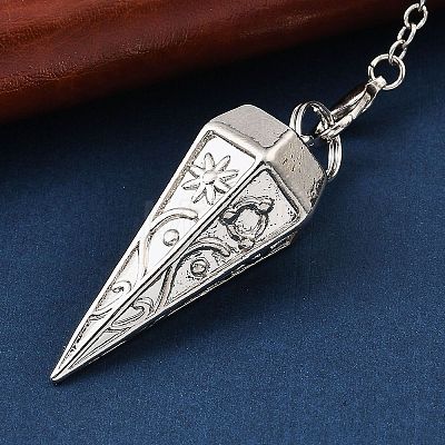 Rack Plating Brass Cone Dowsing Pendulum Pendants AJEW-G064-01P-1