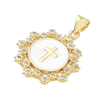 Religion Cross Brass Micro Pave Clear Cubic Zirconia Pendants CU-CBA83A6-03D-G02-1