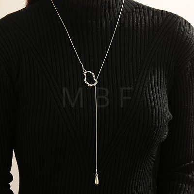 Adjustable Zinc Alloy Lariat Y Necklaces with Teardrop Tassel for Women WGBC33C-04-1