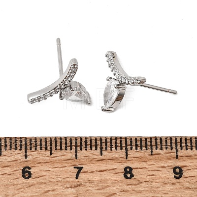 Brass Micro Pave Cubic Zirconia Stud Earrings EJEW-G471-14P-1