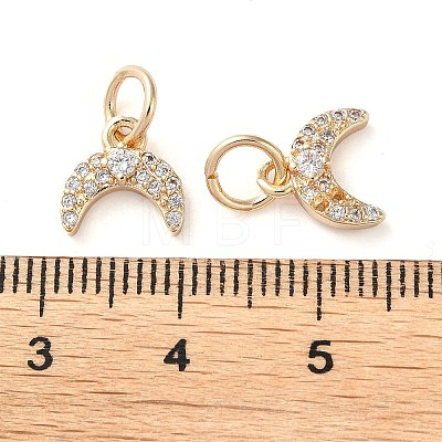 Rack Plating Brass Micro Pave Clear Cubic Zirconia Charms KK-D097-06G-1