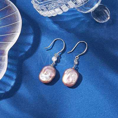 Natural Pearl Dangle Earrings EJEW-P286-34P-1