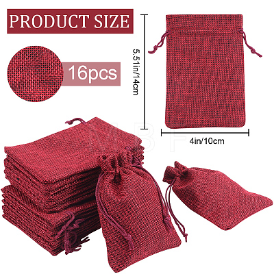 Beebeecraft Polyester Imitation Burlap Packing Pouches Drawstring Bags ABAG-BBC0001-02B-04-1