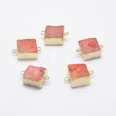 Electroplated Natural Druzy Agate Links connectors G-G656-01-1