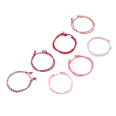 7Pcs 7 Colors Bohemian Cotton Cord Braided Bracelets BJEW-TA0001-29-1