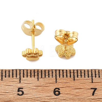 PVD Vacuum Plating 304 Stainless Steel Dog Paw Print Stud Earrings for Women EJEW-P212-15G-1