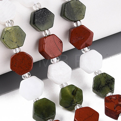 Natural Canada Jade & Red Jasper & Rainbow Moonstone Beads Strands G-T144-17A-01-1