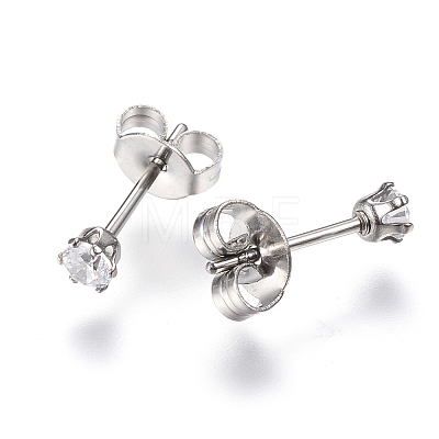 Gifts for Boyfriend Valentines Day Cubic Zirconia Ear Studs EJEW-H072-01-1