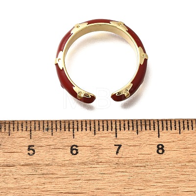 Brass Enamel Cuff Rings for Women RJEW-U040-01G-01-1