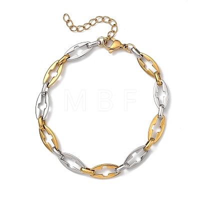 Two Tone 304 Stainless Steel Hollow Out Link Chain Bracelets for Women BJEW-JB13869-1