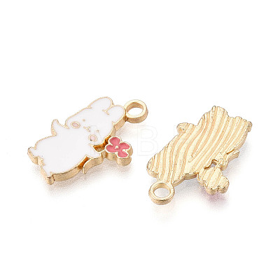 Rabbit Charms Alloy Enamel Pendants ENAM-T022-43KCG-1