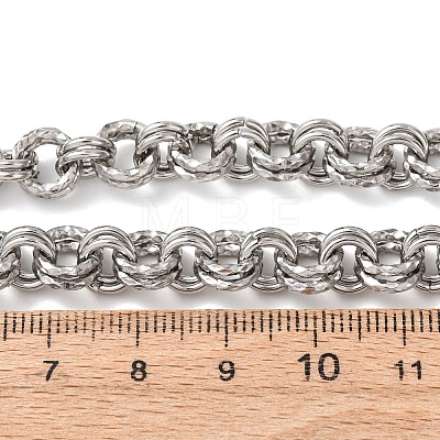 8MM 304 Stainless Steel Textured Double Rolo Chain Necklaces for Women NJEW-G194-05P-01-1