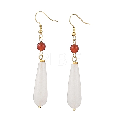 Natural Quartz Crystal & Brass & 304 Stainless Steel Dangle Earrings EJEW-JE07257-02-1