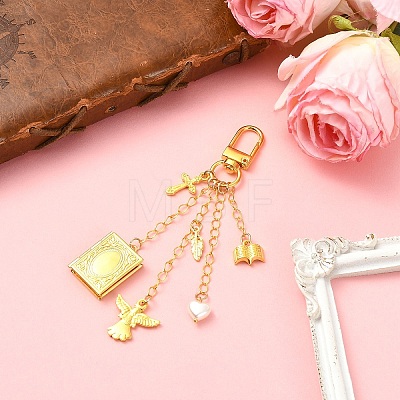 Brass Locket Pendant Decorations HJEW-YW00531-1