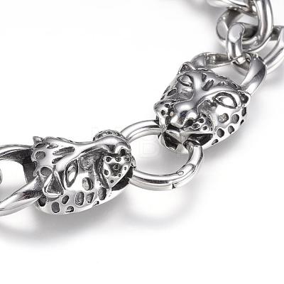 304 Stainless Steel Curb Chain Bracelets BJEW-F274-01AS-1