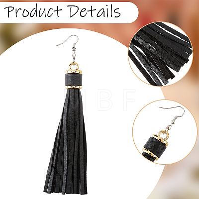 8Pcs 4 Colors PU Leather Tassel Dangle Earrings EJEW-CL0001-02B-1