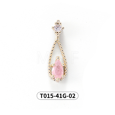 Chinese lute Shape Brass Micro Pave Clear Cubic Zirconia Nail Gems Set MRMJ-T015-41G-02-1