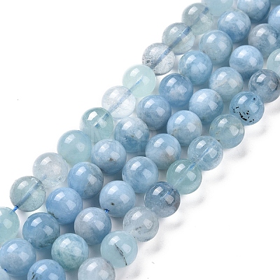 Natural Aquamarine Beads Strands G-R446-10mm-39-1