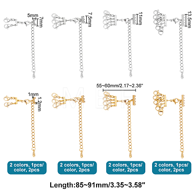 8Pcs 4 Style 304 Stainless Steel Chain Extender FIND-AB00048-1