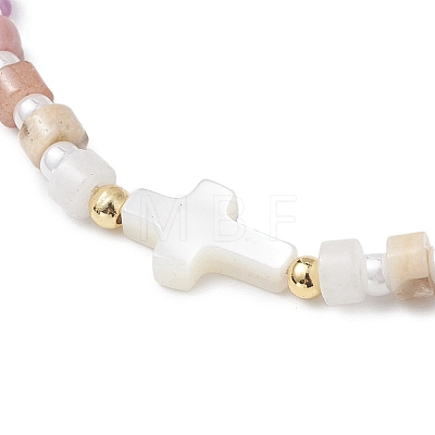 Natural Freshwater Shell & Mixed Gemstone Braided Bead Bracelets for Women BJEW-JB12717-1