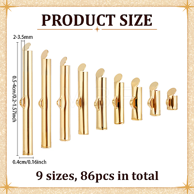 86Pcs 304 Stainless Steel Slide On End Clasp Tubes STAS-ME0002-22-1