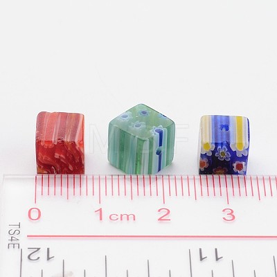 Handmade Millefiori Glass Cube Beads X-LK-P016-M-1