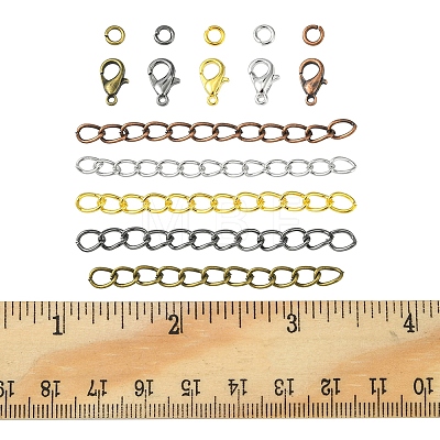 100Pcs 5 Color Iron Ends with Twist Chains DIY-FS0003-54-1