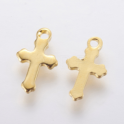 304 Stainless Steel Tiny Cross Charms X-STAS-F201-01G-1