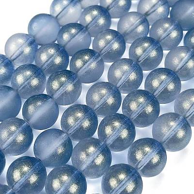 Frosted Transparent Glass Bead Strands GLAA-P065-10mm-10-1