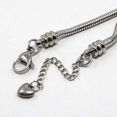 304 Stainless Steel European Round Snake Chains Bracelets STAS-J015-08-1