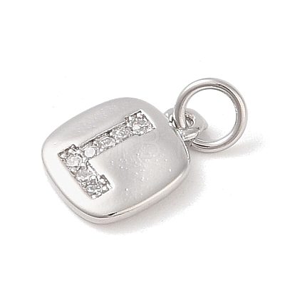 Rack Plating Brass Micro Pave CLear Cubic Zirconia Charms KK-E110-14P-L-1