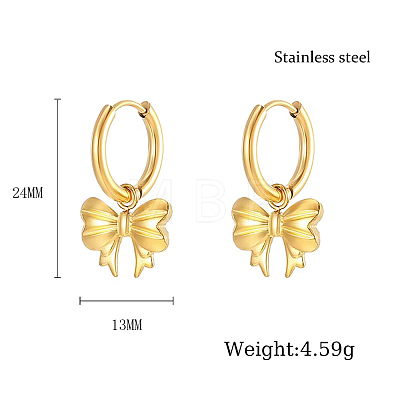 Stainless Steel Bowknot Dangle Earrings UM1027-1-1