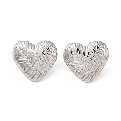 Heart 304 Stainless Steel Stud Earrings for Women EJEW-L272-033P-01-1
